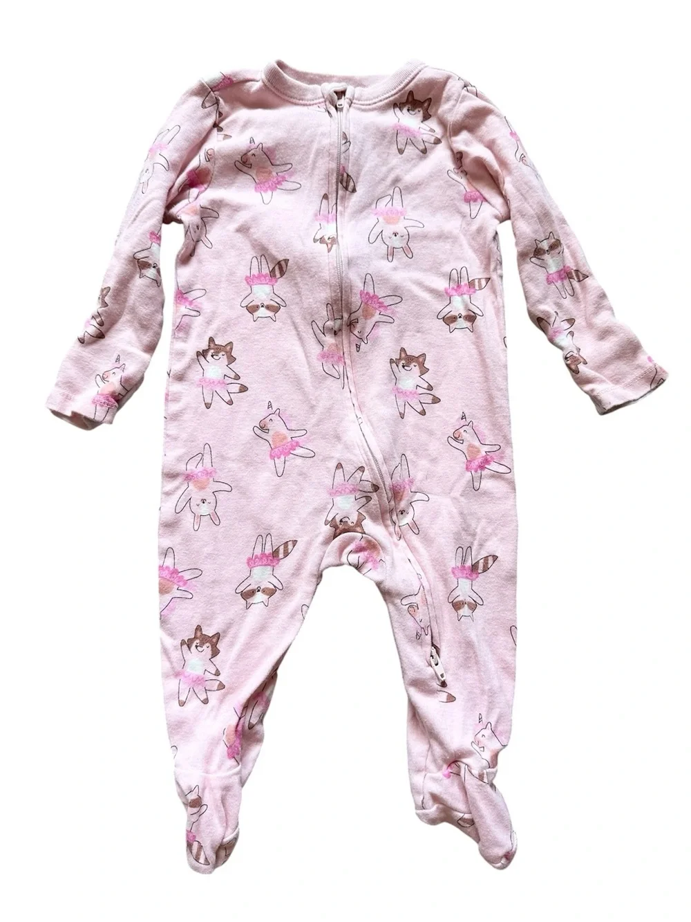 Old Navy lot of 5 footed two way zip baby girl sleeper footed pajamas 6-9 months